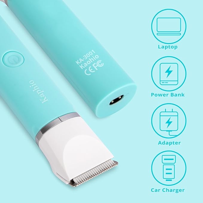 Bikini Trimmer for Women Pubic Hair: Eletctric Razors for Women - Rechargeable Eletctric Shaver for Women - Painless Bikini Trimmer Waterproof IPX7 for Body Hair Tiffany Blue