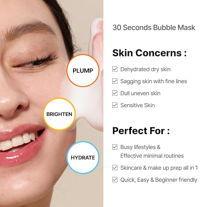 MENOKIN Korean Face Mask 3sets [30 seconds Quick Bubble Mask] (Collagen, Brightening, Moisturizing), Hydration improvement, Radiance-boosting, Easy-to Use, Glass Skin, 3.21 fl.oz