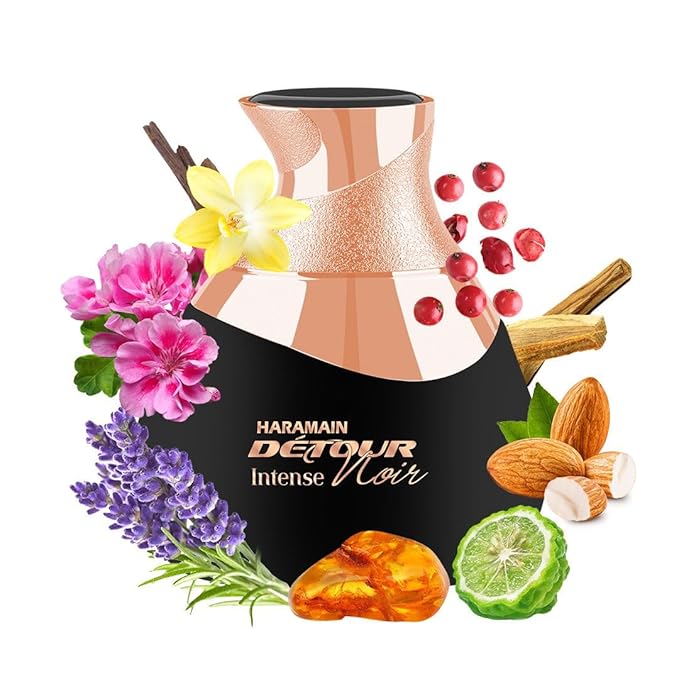 Al Haramain Detour Noir Intense for Unisex - Arabian Perfume for Women and Men - Oriental Woody Fragrance - Arabic Long Lasting Cologne - Eau de Parfum - 3.33 oz EDP Spray