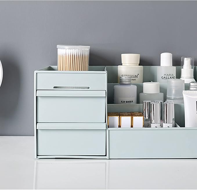 skin care organizer,Makeup Desk Organizer With Drawers,Countertop Organizer for Cosmetics,Vanity brush with Holder for Lipstick, Brushes, Eyeshadow, and Desktop Finishing Dresser