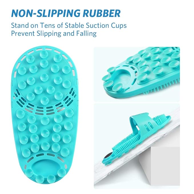 Silicone Shower Foot Scrubber Personal Foot Massage and Cleaning, Non-Slip Foot Scrubber for Men and Women (1PCS Green)
