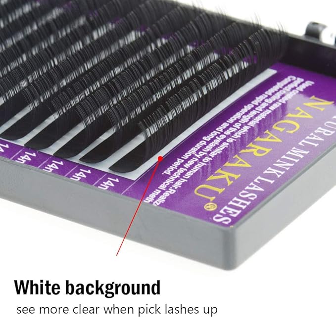 NAGARAKU Eyelash Extensions 0.10 mm C curl 16mm Premium Individual Classic Lashes Soft Natural Matte Black 16 rows Professional Beauty Salon Supplies