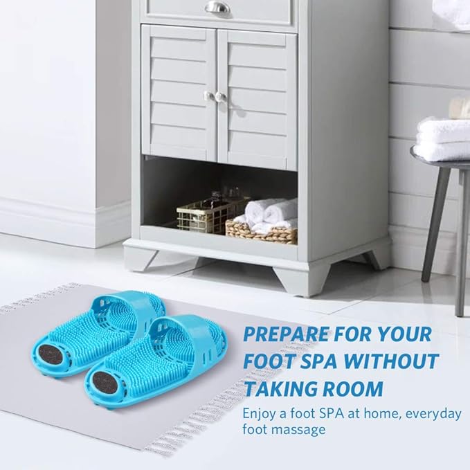 Silicone Shower Foot Scrubber Personal Foot Massage and Cleaning, Non-Slip Foot Scrubber for Men and Women (1PCS Blue)