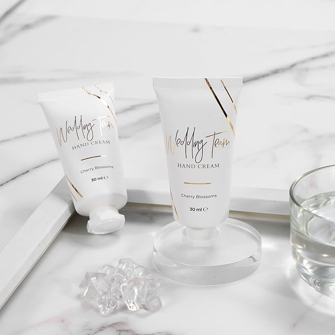 Pop Fizz Designs Wedding Team Hand Cream | Bridesmaids Proposal Gifts | Will You Be My Bridesmaid? | Bridal Shower Favors | Marble| 10 Pack