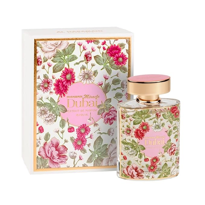 Al Haramain Miracle Dubai - Arabian Perfume for Women - Floral Woody Musk Fragrance - Long Lasting Arabic Scent - Extrait De Parfum - 3.33 oz EDP Spray