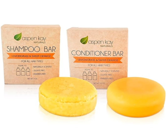 Morrocan Argan Oil Shampoo & Conditioner Bar set - Volumizing & Strengthening Argan Oil Conditioner for All Hair Types, Citrus Scent, Paraben & Sulfate Free, Made in USA