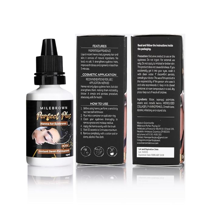 Eyebrow Henna, for natural-looking coloring, 15 ml (Black)