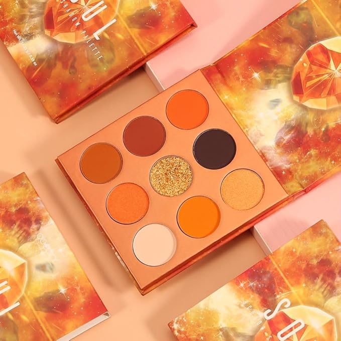 docolor Eyeshadow Palette 9Colors Orange Eyeshadow Gemstone Shadow Palettes Highly Pigmented Mattes Shimmers Naked Smokey Glitter Cream Colorful Powder Blendable Long Lasting Waterproof Makeup Palette