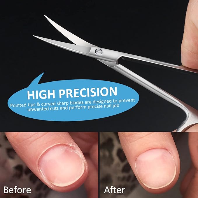 Cuticle Scissors for Women and Men Curved Stainless Steel with Tip Grooming Blades Manicure Nail for Dry Skin Nail Scissors (2)