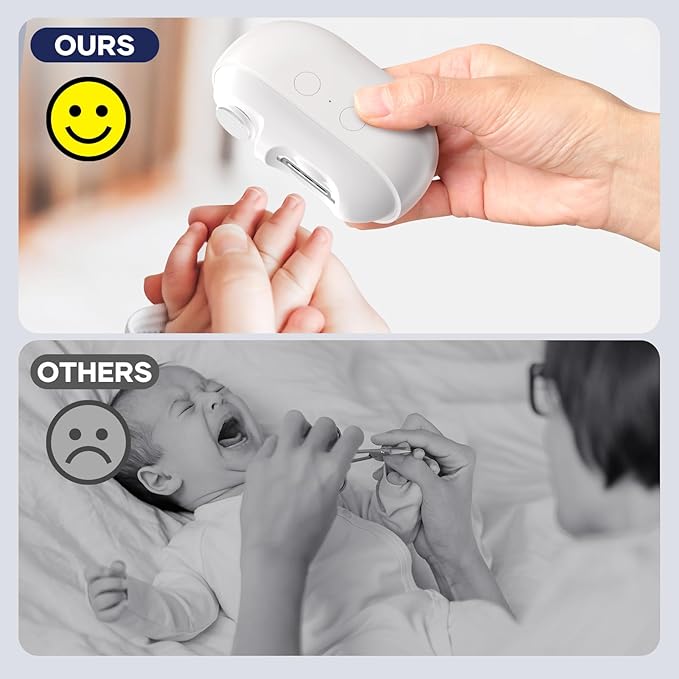 Acina 2025 Upgraded Electric Nail Clipper with LED Light & Clip Storage, USB Rechargeable Automatic Nail Trimmer for Baby Kids Adults Seniors, Portable Travel-Friendly Nail Clippers(White, Large)