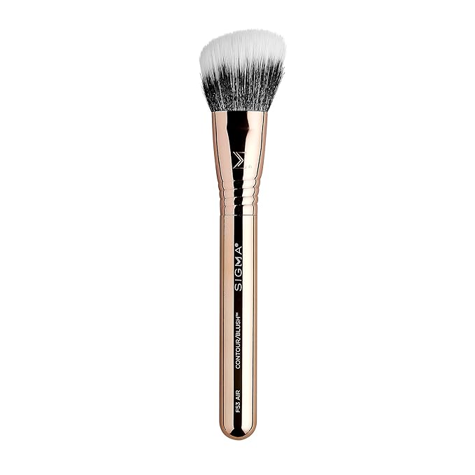 Sigma Beauty Bloom + Glow Makeup Brush Set – Set of 3 Face Makeup Brushes for Blush, Contour, Bronzer, and Highlighter, Includes Stylish Rose Gold Small Makeup Bag (4 Pcs)