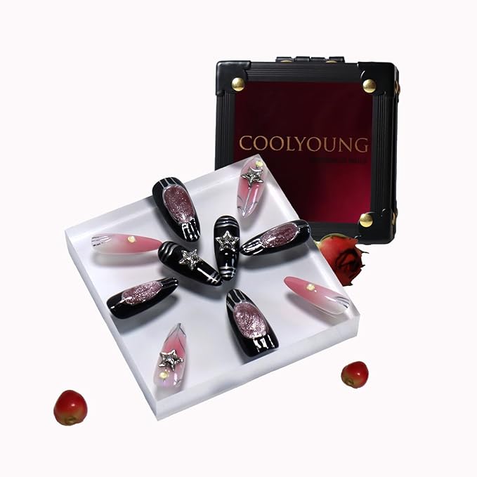 Handmade Nails, Pink Press On Nails, Stiletto Nails, Ombre Press On Nails, Acrylic Press On Nails, Stick On Nails For Women, Thick Press On Nails, Gifts for Women, COOLYOUNG Nails, 10 PCS, Size L