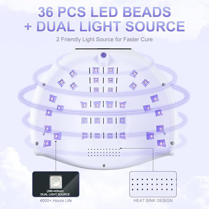 NXJ INFILILA Cordless Nail Lamp, Rechargeable UV Light for Gel Nails, 268W Fast Curing Wireless Nail Dryer with 36Pcs Lamp Beads for Hands & Feet, Professional Quick Dry for Salon & Home