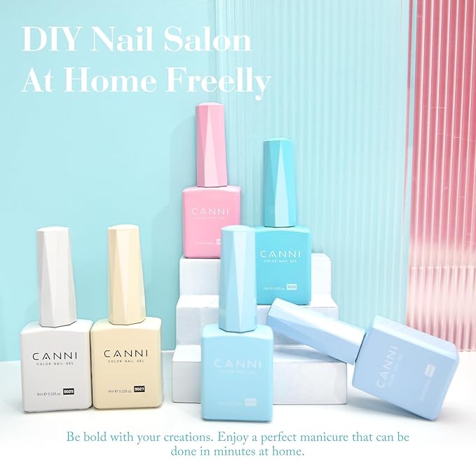 CANNI Gel Nail Polish Set, 6 Colors 9ML Nail Light Blue Magic Mint Light Green Beige Gel Nail Polish Soak Off Uv LED Lamp Nail Art Design Manicure Salon for Women