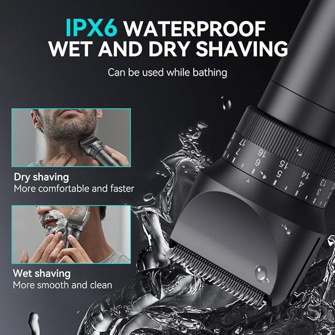 Beard Trimmer for Men - 2025 New Body Hair Trimmer for Men, 42 Length Settings Adjustable Hair Clippers IPX6 Waterproof LED Display Cordless for Precision Beard Face Nose Ear Head Hair Trimming Gift