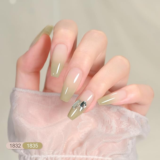 GAOY Jelly Gel Nail Polish Kit, 33Pcs Sheer Pink Gel Polish Set with Glossy & Matte Top Coat and Base Coat for Nail Art DIY at Home, Mint Jelly