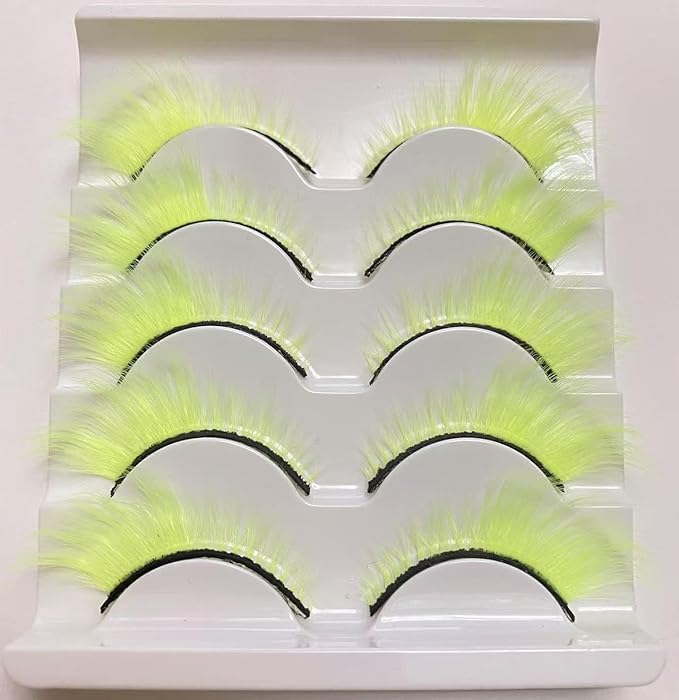 Sunniess Ombre Colored Lashes Silk Protein Fluffy Wispy Volume Fake Lashes for Halloweens Cosplay Party Stage Russian D Curl Lashes with Color Make up Faux Mink False Eyelashes 5 Pairs