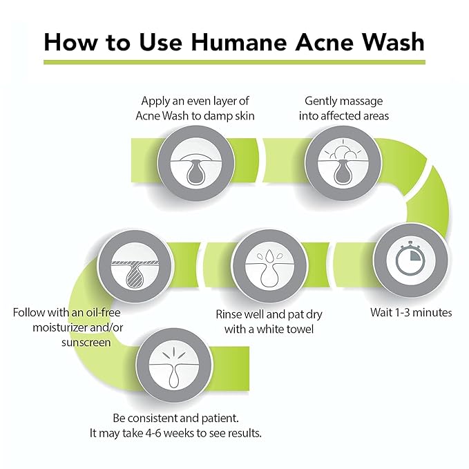 humane Benzoyl Peroxide Acne Body Wash - 5% Regular-Strength Acne Treatment for Face, Skin, Back and Body - 8 Fl Oz - Dermatologist-Tested Non-Foaming Cleanser - Vegan, Cruelty-Free