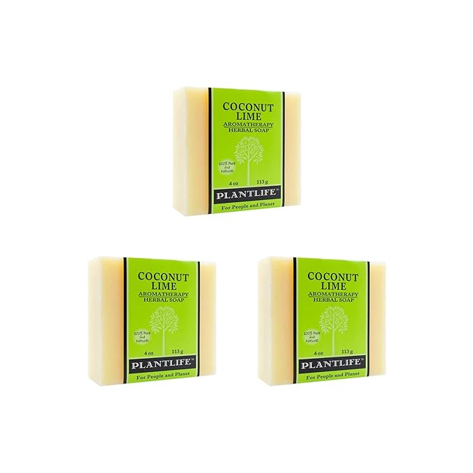 Plantlife Coconut Lime 3-Pack Bar Soap - Moisturizing and Soothing Soap for Your Skin - Hand Crafted Using Plant-Based Ingredients - Made in California 4oz Bar