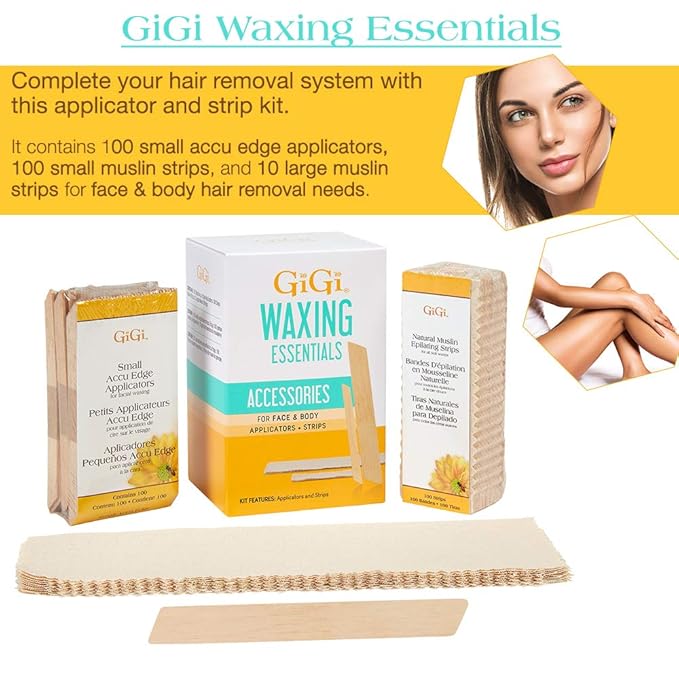 GIGI Wax Essentials, Applicators & Muslin Strips for Face & Body