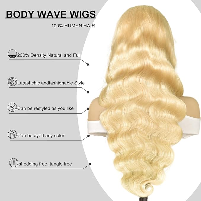 32Inch 613 Lace Front Wig Human Hair 13x4 Body Wave 613 HD Lace Frontal Wig Human Hair Pre Plucked Blonde Lace Front Wigs Human Hair 12A 613 Human Hair Wig Transparent Lace 200 Density