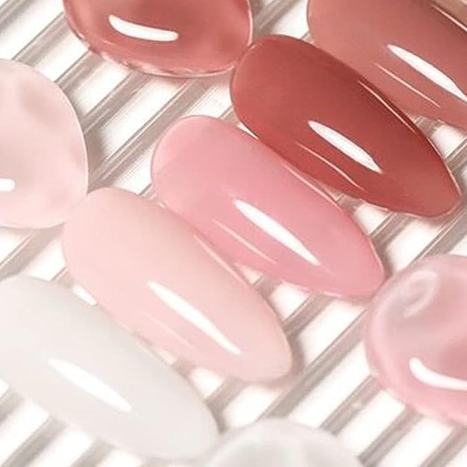 Vishine Jelly Milky White Pink Nude Transparent Gel Nail Polish Set of 6 Glass Sheer Colors Gel Polish Kit UV LED Soak Off Nail Art Varnish 8ml