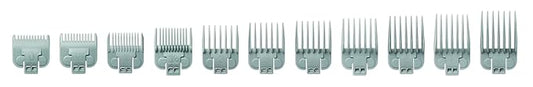 Andis Snap-On Blade Attachment Combs - Suitable for Hair Clipper Trimmer, Professional Use, Easy Clean, Long-Lasting - Sizes, 0", 0.5", 1", 1.5", 2", 3", 4", 5", 6", 7", 8" - 11/Piece Set, Gray