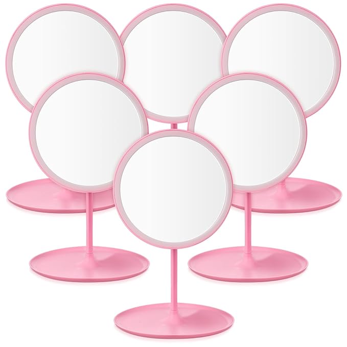 6 Pcs Spa Party Mirror Spa Party Supplies Sleepover Accessory Favors Makeup Mirror for Sleepover Slumber Birthday Favors Gift(Pink)