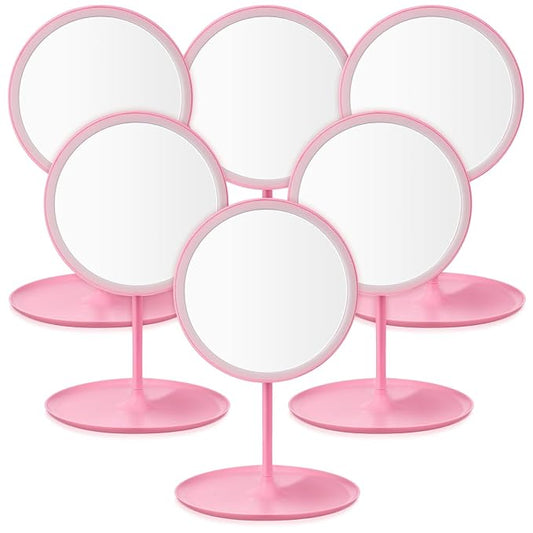 6 Pcs Spa Party Mirror Spa Party Supplies Sleepover Accessory Favors Makeup Mirror for Sleepover Slumber Birthday Favors Gift(Pink)