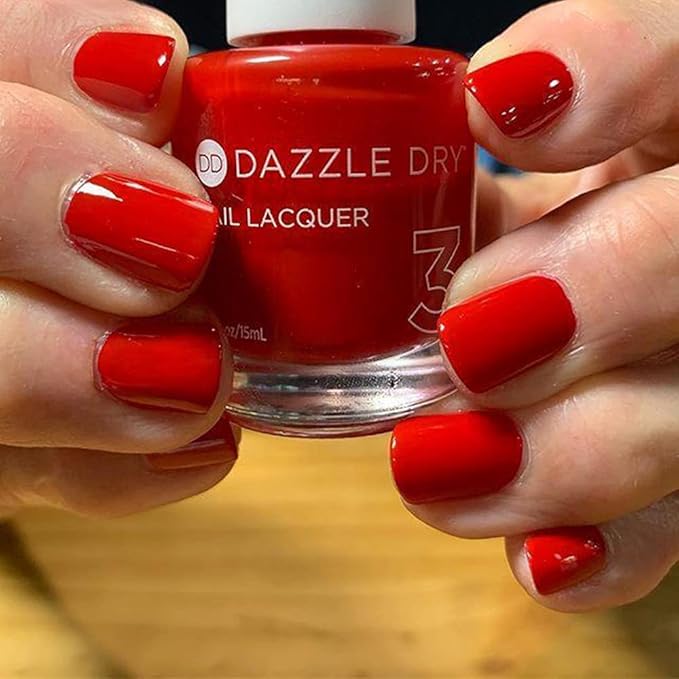 Dazzle Dry Mini Kit 4 Step System - Rapid Red, a classic true red. Full coverage cream. (5 Piece Kit / 5 Manicures)