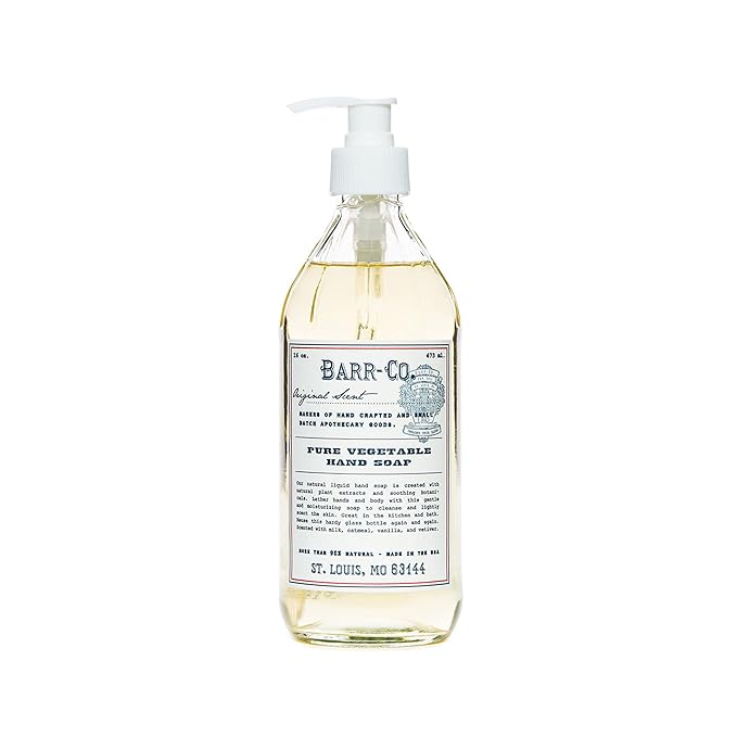 BARR-CO. Hand Soap – Natural Liquid Soap with Oat, Vanilla & Vetiver, Moisturizing Vegan Formula for Bathroom & Kitchen, Original Scent 16fl oz