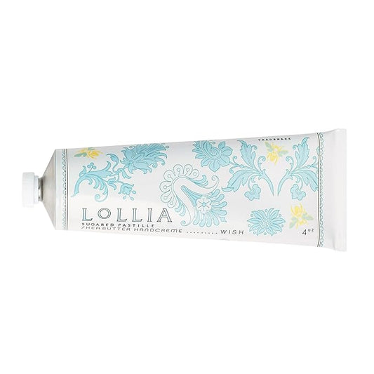 LOLLIA Handcreme, 4 oz Wish Scented Hand Cream for Women, Moisturizing Hand Lotion for Dry Hands, Shea Butter & Cocoa Butter, Quick Absorbing Lotion