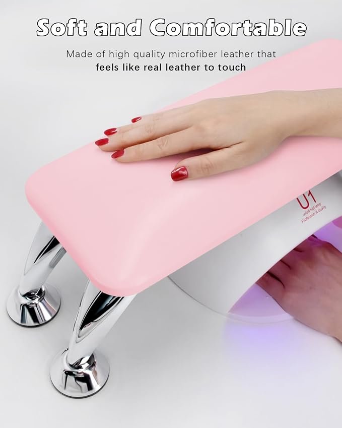 Nail Arm Rest Cushion, Big Nail Arm Rest for Nail Tech, Professional Nail Hand Rest Pillow Stand Manicure Hand Rest Spa Salon Foot Hand Arm Feet Leg Rest (Pink)