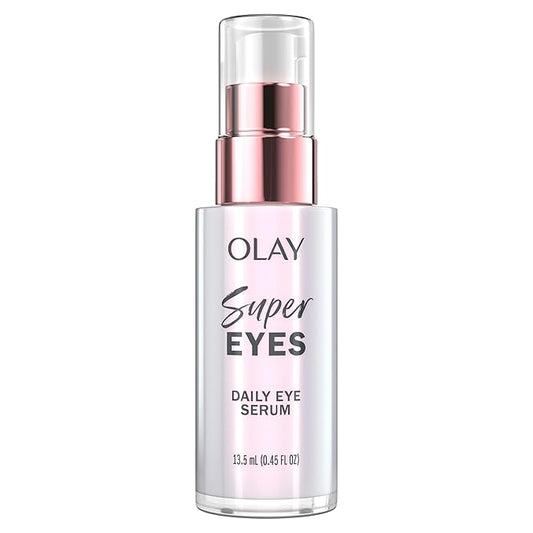 Olay Super Eye Serum - Vitamin C, Caffeine, Niacinamide, Amino Peptide, Aloe Vera - Brightens Dark Circles, Anti-Wrinkle, Anti-Aging, Brightening, Smooths Fine Lines, Firming, Hydrating, 0.45 Oz