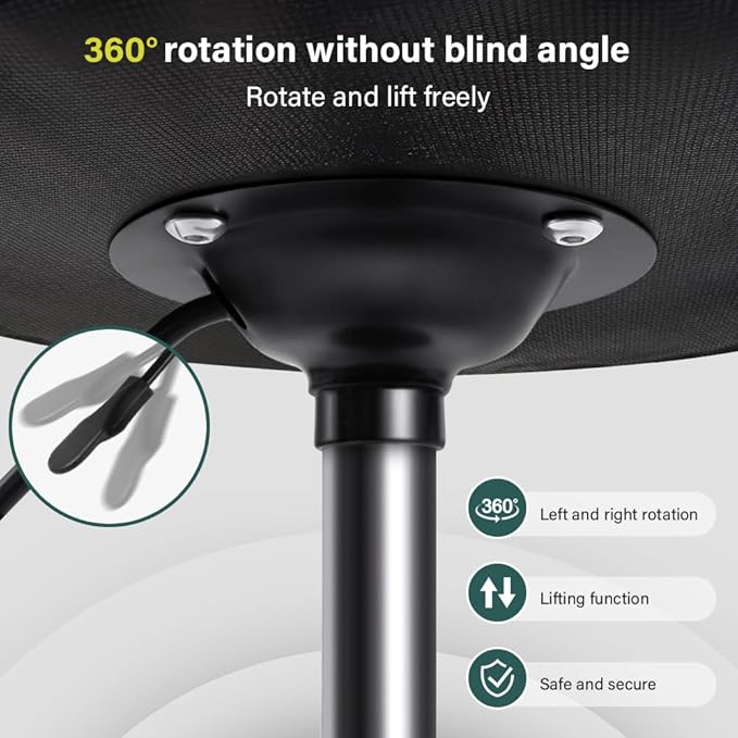 Black PU Leather Swivel Stool with Wheel Perfect for Salon Work Home SPA Shop Height-Adjustable and Cost-Effective Rolling Stool Chair Small (Black)