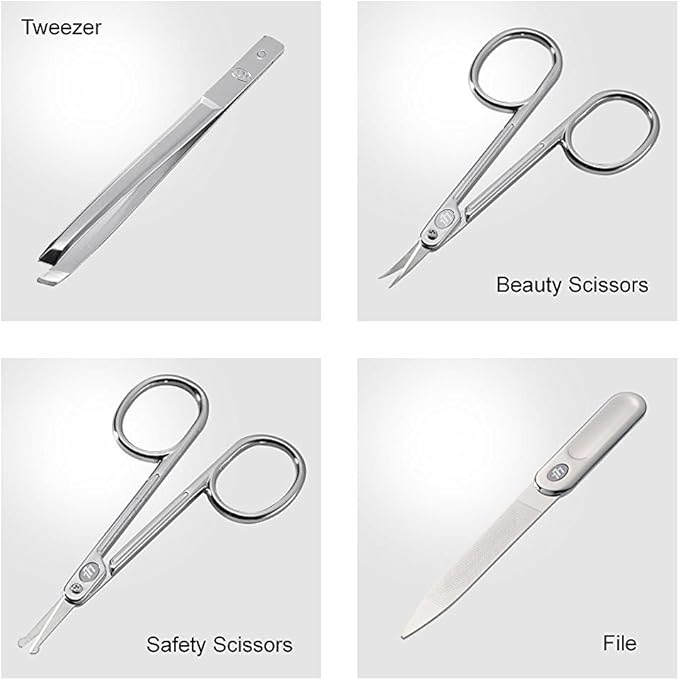 World No.1 THREE SEVEN 777 Manicure Pedicure All-in-One Grooming Kit - Nail Clippers (11 PC, TS-16000VC) Hard Case International Version (Silver)