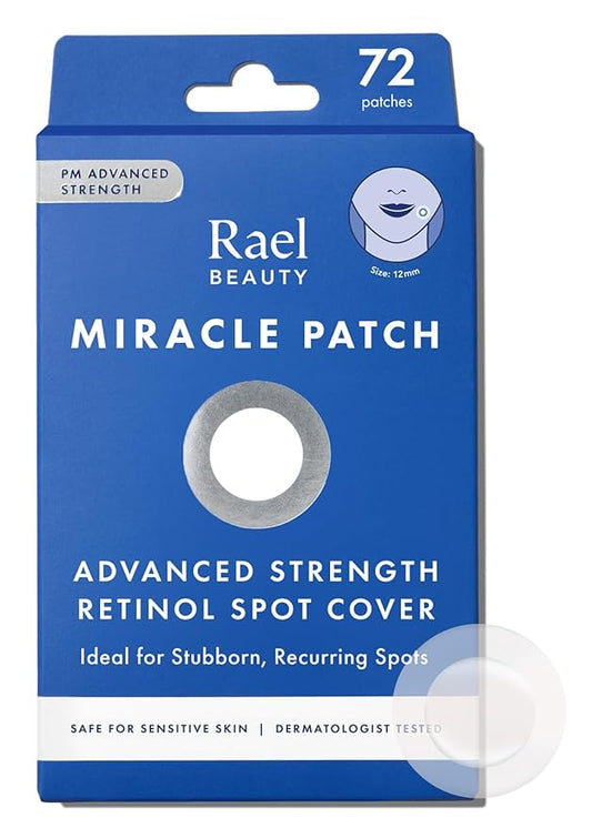Rael Pimple Patches, Miracle Retinol Spot Cover - Hydrocolloid Acne Patch for Face, Absorbing Zits & Blemishes, PM Advanced Treatment, Facial Sticker (72 Count)