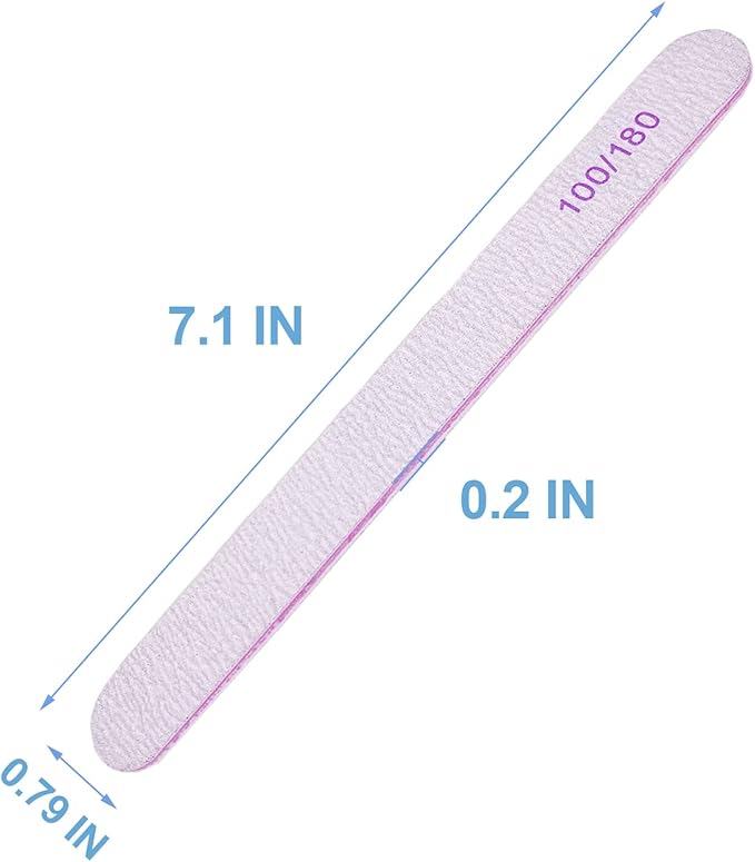 Nail File (200 Pcs), Bulk Emery Board Nail Files for Acrylic Nails and Natural Nails, 100/180 Grit Double Sided Emory Boards for Gel Nail Professional Reusable Washable Manicure Pedicure Kit Set Gray
