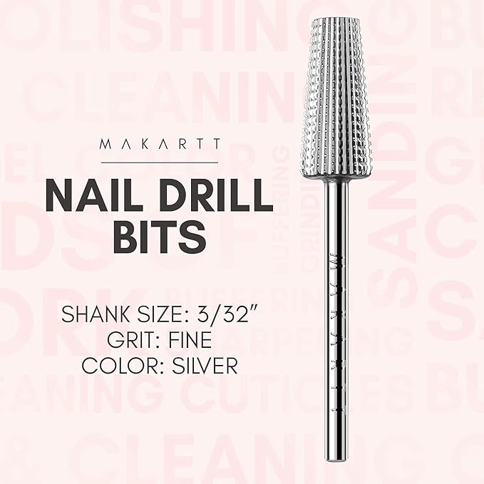 Makartt Nail Drill Handpiece for Up200 Machine Professional Electric File Bundle With 5 in 1 Nail Drill Bits Tungsten Carbide Tapered Drill Bits for Nails Fast Removing Acrylic Nail Hard Gels Cuticle