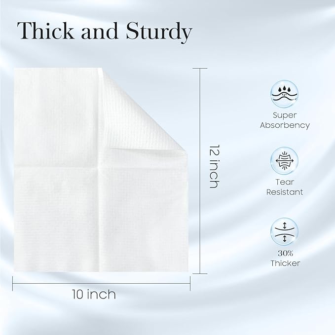 150 Count (3 Box) XL Disposable Face Towels 10” x 12”, 100% Viscose Fibre, Soft & Skin Friendly Face Towelettes Disposable, Facial Tissue Wipes for Women Cleansing
