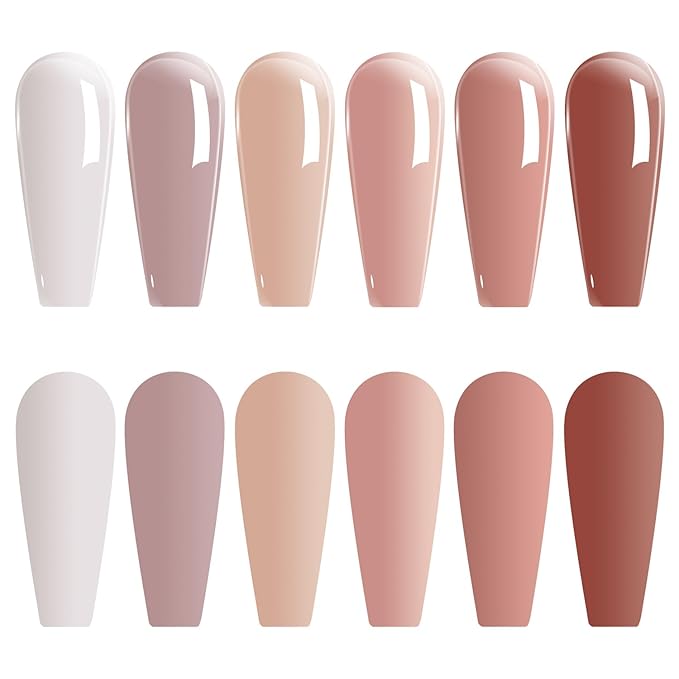 Vishine 6pcs Gel Nail Polish Set - Jelly Nude Neutral Skin Color Dusty Rose Maple Red Semi-Transparent Nail Polish - Fall Nail Gel UV LED Soak Off Home DIY 8ml