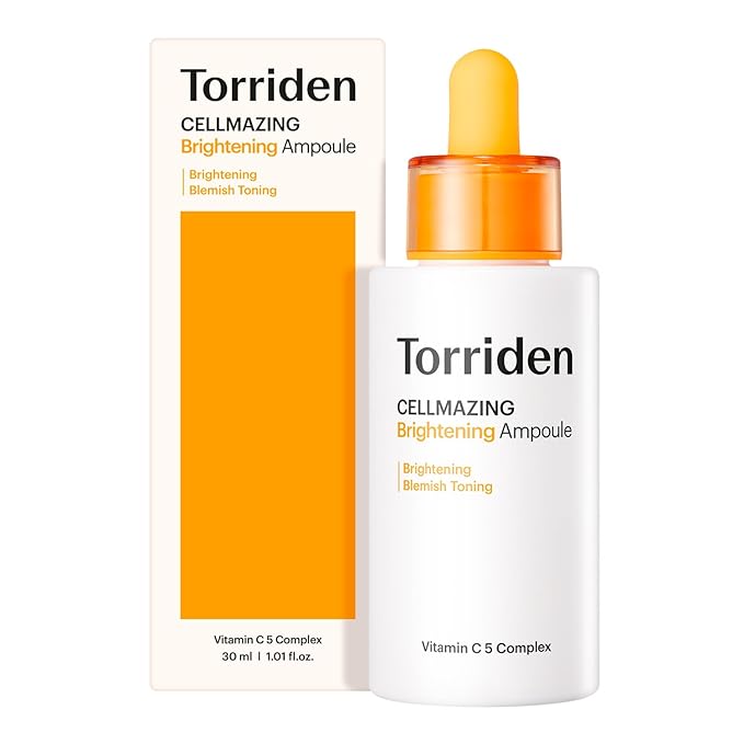 Torriden CELLMAZING Vita C Ampoule 30ml (1.01 fl.oz.) | Refining Sagging Pores and Skin Texture | 5D Vitamin C, Seaweed Complex, Panthenol | Korean Facial Serum