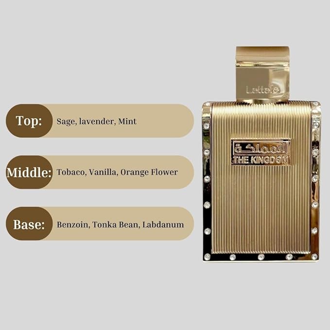 Lattafa The Kingdom Eau De Parfum Spray for Men, 3.4 Ounce