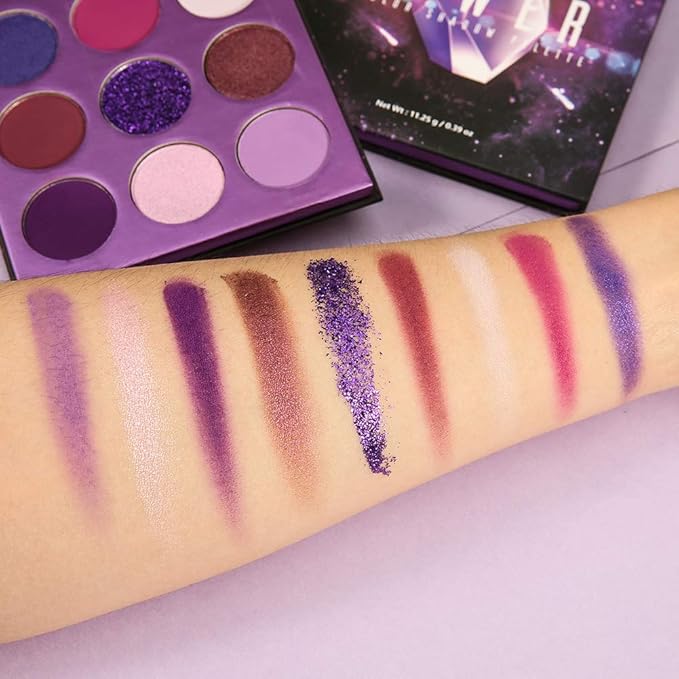 docolor Eyeshadow Palette 9 Colors Gemstone Shadow Palette Highly Pigmented Mattes Shimmers Naked Smokey Glitter Cream Colorful Powder Blendable Long Lasting Waterproof Makeup Palette-Purple