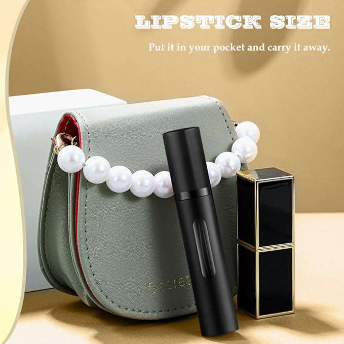 8ml Perfume Atomizer Travel Refillable,Mini Cologne Dispenser, Bottom-Filling Fragrances Perfumes Bottle,Portable Sprayer Pocket Size for Women Men Cruise Car Trip Gift 2pcs (Black-Grey)