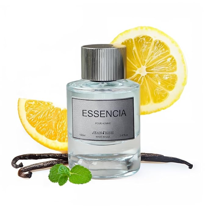 Jean Rish Essencia Pour Homme Eau De Parfume for Men (3.4 Fl Oz / 100ml) with Orange, Mint & Madagascar Vanilla Notes - Long Lasting and Luxury Fragrance