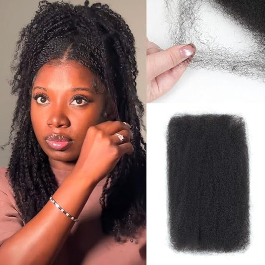 Afro Kinkys Bulk Human Hair, 16 inch 50 Gram 4c Curly Hair for Permanent Sister Locs/Mini Twists/Braids Can Dye and Bleach (Natural Black, 16 Inch)