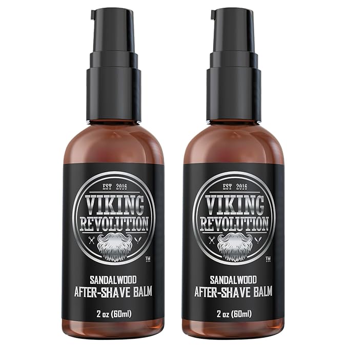 Viking Revolution Luxury After-Shave Balm for Men - Soothes and Moisturizes Face After Shaving - Eliminates Razor Burn for A Silky Smooth Finish - Sandalwood Scent (Pack of 2)