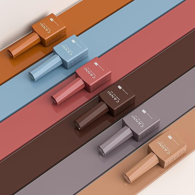 CANNI 6 Colors 9 ML Hema-Free Brown Gel Nail Polish Set, Dark Chocolate Brown Gel Polish Kit Fall Light Brown Colors, Soak Off LED Nail Gel Manicure Kit DIY at Home Salon Gifts