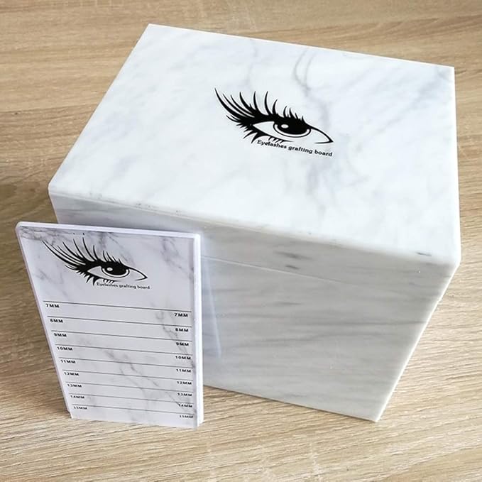 10 Layers Acrylic Eyelash Storage Box,Eyelash Holder Extension Tool,Makeup Organizer False Eyelashes Glue Pallet Holder, Grafting Eye lashes Close-Packed Display with 10 Pallets (Marble)